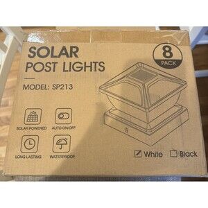 New White (8) Pacl Solar Fence Post Lights SP213